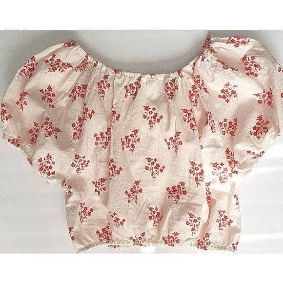 H & M Crop Top white Flowers Size medium - Picture 6 of 8